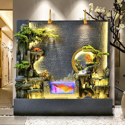 Living room new Chinese style courtyard water feature water curtain wall rockery flowing water fountain decoration landscape landscaping flowing water wall ornaments length 331