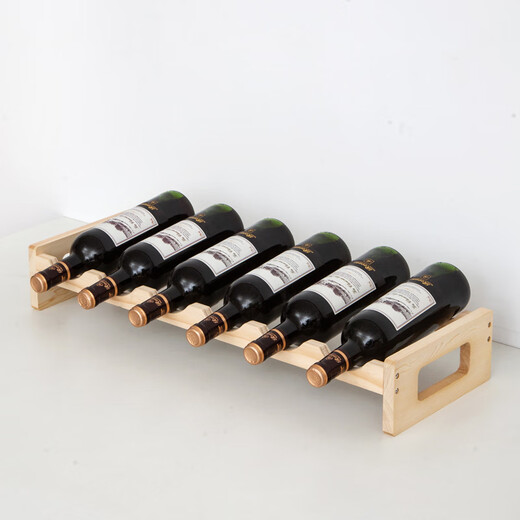 Jingmengyuan solid wood red wine rack home creative wine rack wine bottle rack red wine display rack storage wine cabinet decorative ornaments one layer five bottles of wood color