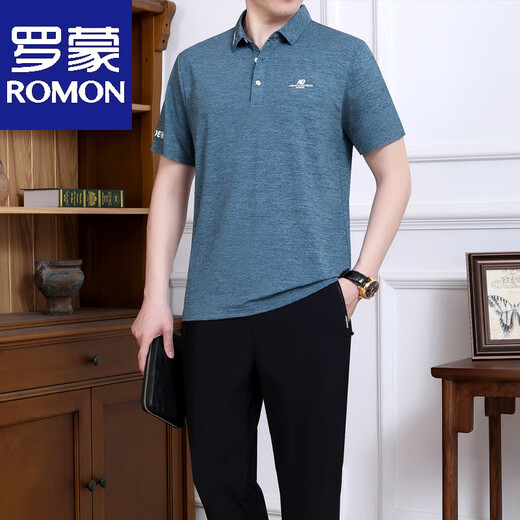 罗蒙爸爸夏装男士短袖t恤2025新款中老年运动服套装男夏季父亲节衣服 753军绿【单T恤】 3XL 【建议160-180斤左右】