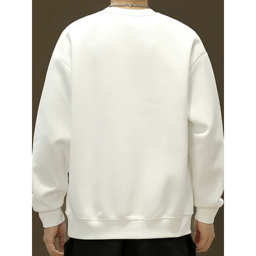 
KMUYSL white round neck sweatshirt men's 2025 spring and autumn new style design spliced ​​long-sleeved T-shirt trendy brand men's base shirt 6627 white M