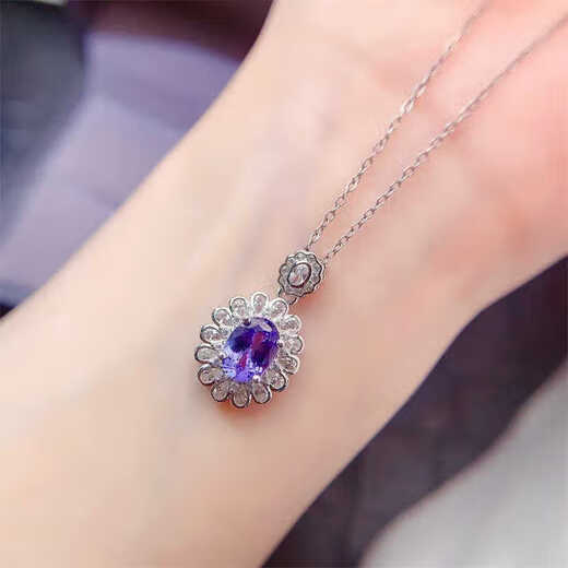 Chili Natural Tanzanite Pendant Women's 925 Silver Inlaid Blue Gemstone Necklace Clavicle Chain Fashion Full Diamond Temperament Gift