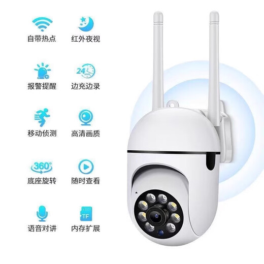 XVVMI小米机适用智能家用监控摄像头超高清远程对话监控手机wifi家用室内夜视360度无死角室外实时回放 【单摄升级Wifi版】400W+30天循环录像卡 30天循环录像