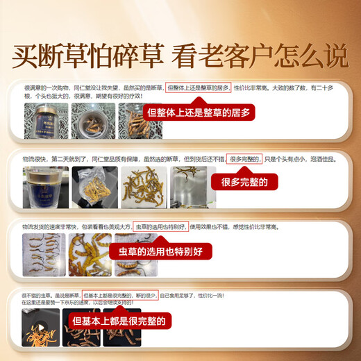 Tongrentang brand freeze-dried broken grass 20g Cordyceps sinensis cost-effective high-end self-use nutritional tonics for gifts for the elderly