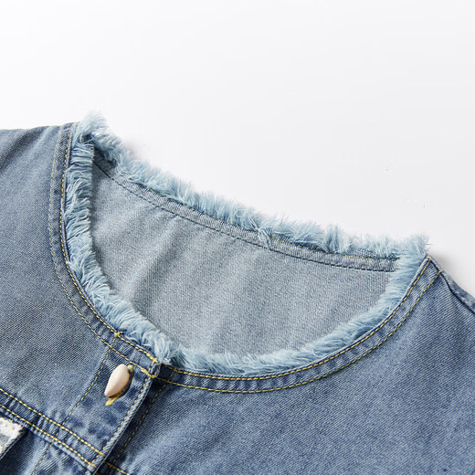 
Xiangying denim short jacket for women 2025 summer new retro washing denim style blue small short-sleeved top denim blue M 160/84A/95-110Jin[Jin equals 0.5 kg]
