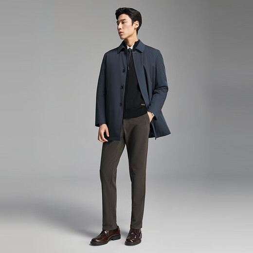 Youngor windbreaker men's high-quality polyester fiber down windbreaker business lapel classic inner zipper 2025 new arrival gray blue VYYF419865HFA 2XL 185/104A (recommended 170-180Jin Jin equals 0.5 kg)