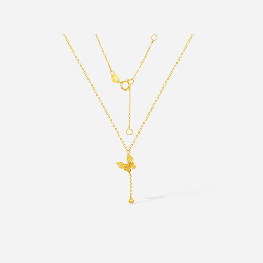 Saturday Blessing Yellow 18K Gold Necklace Women's Bow Pendant Temperament Light Luxury Gift for Girlfriends Holiday Gift Necklace (40+5cm Adjustable)