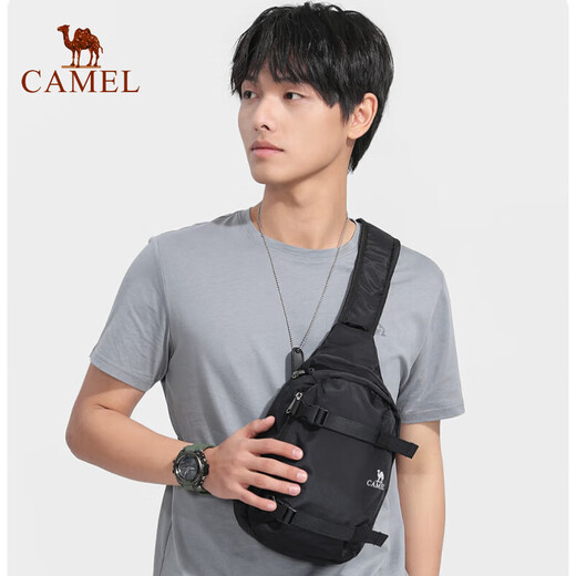 骆驼（CAMEL）户外运动单肩包男女斜挎健身小包休闲挎包骑行包173BAB5009B黑色