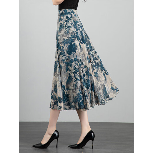 Hengyuanxiang 2025 Sommer neuer gedruckter Rock für Frauen Chiffon mit mittlerer Länge A-Line