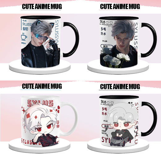 Haowangde Qinche Peripheral Water Tasse Keramikbecher Liebe und Deep Space Qinche Q Version Fan Kreativer Kaffee Kaffeetasse Geschenk DU2694-White Hand Cup