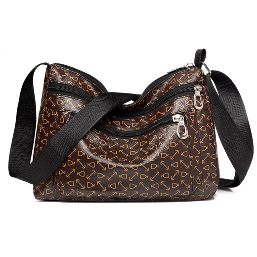 
PSVORT new versatile and atmospheric middle-aged women's bag mother bag multi-layer soft leather one-shoulder crossbody bag mother-in-law bag crossbody bag big flower