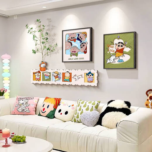 溥畔客厅大白墙装饰画奶油风卡通动漫沙发后背景墙挂画 A款- 10035(UV精雕)+4040+4040c