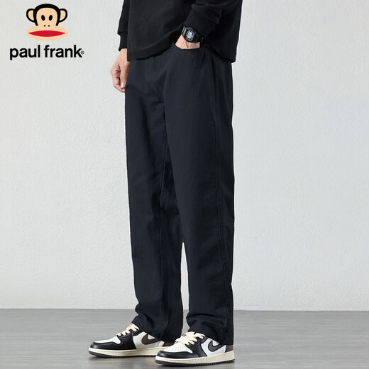 Big mouth monkey (paul frank) casual pants men's autumn and winter straight pants men's simple trendy brand Korean wide-leg men's pants long pants black XL