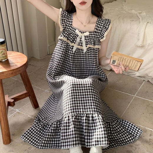 Yalu Summer nuage coton petite manche volante Sling poitrine poitrine poitrine de nuit pour femmes de la princesse de la princesse Swuff Ruffle sans manches paddy ssj # 9905 [avec poitrine de poitrine amovible] M recommandé 80-100jin [Jin est égal à 0,5 kg]