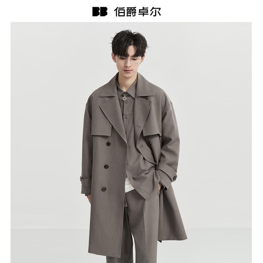 Earl Dowl [Heat/Anti-wrinkle] Commuter Wind Coat Men's Mid-Length Double Breasted Coat Jacket Men's 2025 Fall New Tuscany [II Generation Upgrade-Heat/Anti-Wrinkle] L (175)