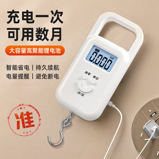 手提秤电子秤便携秤克秤称菜快递吊秤高精度行李秤 白色聚能快充款50公斤高精度5克