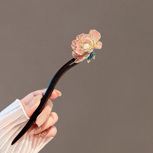 Su Shiliu peony flower hairpin new Chinese style women 2025 new high-end sandalwood Hanfu headdress hair accessories national style hairpin gift national beauty peony flower hairpin