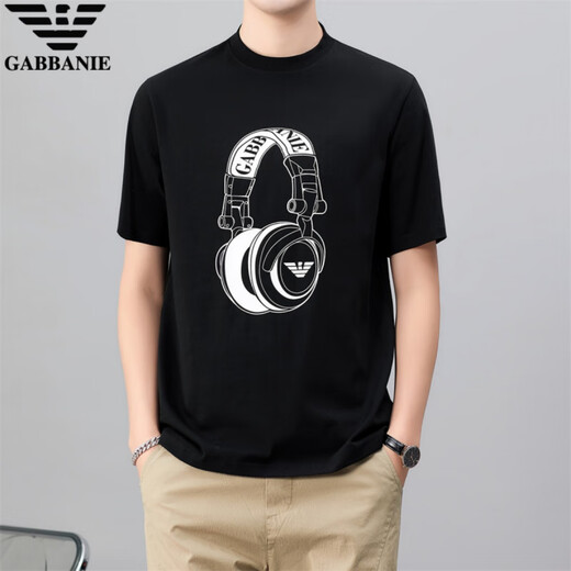 FALAMAONE高端纯棉短袖t恤男夏季新款潮流体恤上衣男士休闲商务半袖汗衫 1518黑色 M 建议100-125斤