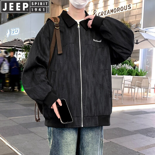 
JEEP SPIRIT Stylish Work Jacket Men's 2025 Spring and Autumn Style Fashionable Brand Thin Jacket Middle-aged Loose Jacket K15832 White Gray XL
