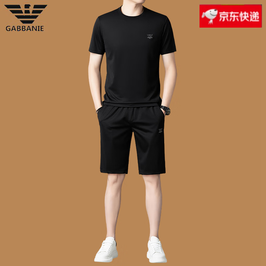 FALAMONE阿玛尼夏季短袖休闲运动短裤套装男2025新款桑蚕丝t恤 白色13601-1 M 165码(合适90-120斤)