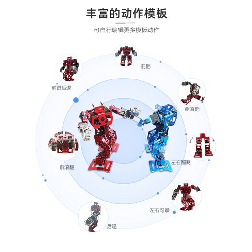 智宙可编程双足人形机器人青少年教育遥控竞技对战体感仿生格斗机器人 红色豪华版(+示教器+铝箱)(评价晒图送音箱每