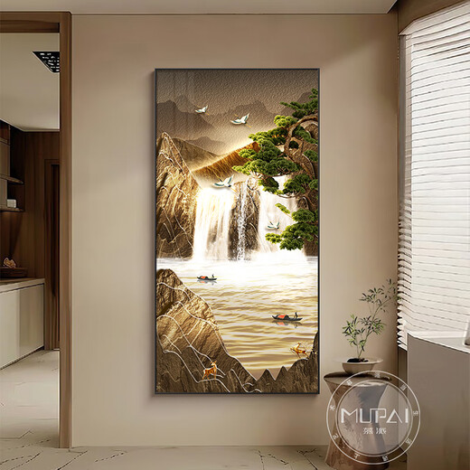 Huilide's Liushuicai's entrance hall decorative painting with lights for living room landscape paintings hanging paintings corridors and corridors murals simple and modern Liushuicai's A model 60*120 LED light painting (intelligent direct insertion + remote control) 3524