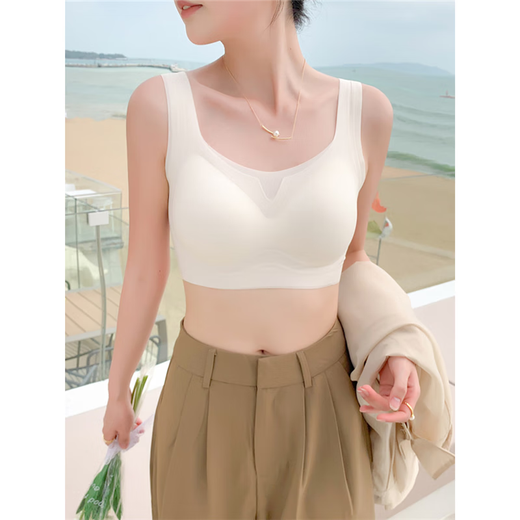 无痕美背内衣女小胸聚拢无钢圈胸罩果冻条软支撑防下垂收副乳文胸 黑色 均码 F （80-110斤）