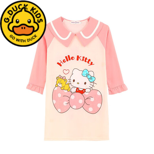 G.DUCKKIDS女童睡裙公主长袖春秋纯棉儿童睡衣女孩中大童夏季薄款家居服母女 公主领长裙WJ9909#蓝美少女 170 14码【建议身高120-125cm】