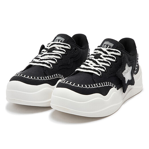 361 Mesh atmungsaktiven Mädchen lässige Turnschuhe, dicke Hochhaus-Daddy-Schuhe, Frühlings- und Sommer-Leichte Frauenschuhe [Frühling] Obsidian Schwarz/Federweiß 6630 36