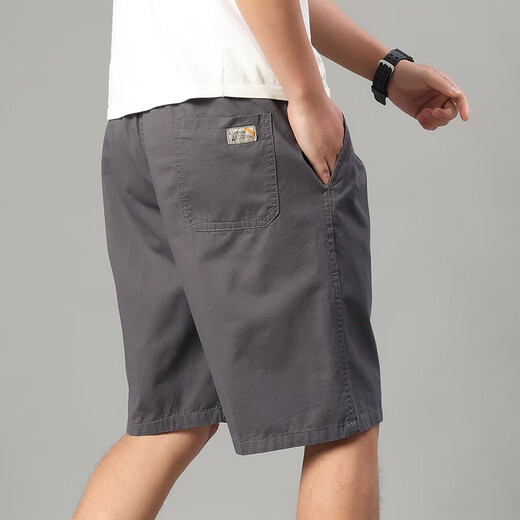 Pantalones de algodón puro de verano Pantalones recortados para hombres Solicidad de talla grande de tamaño grande Corto informal de mediana edad y jóvenes delgados Rectas [de dos piezas] 688 Dark Grey + 688 Khaki 6xl [210-230Jin [Jin equivale a aproximadamente 0.5 kg]]