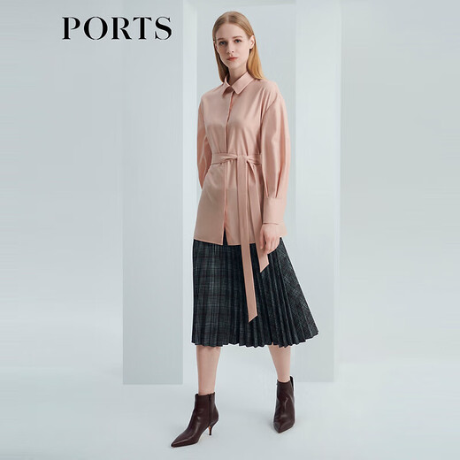 PORTS women's comfortable, soft and simple commuter long-sleeved shirt LL9B074LWT009 Champagne Pink 4