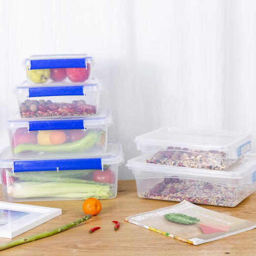 Yonghuan rechteckiger transparenter Kunststoff Frischwachtbox Küche Kühlschrank Kimchi Aufbewahrung großer versiegelter Box Blau Modell 30 Liter höher