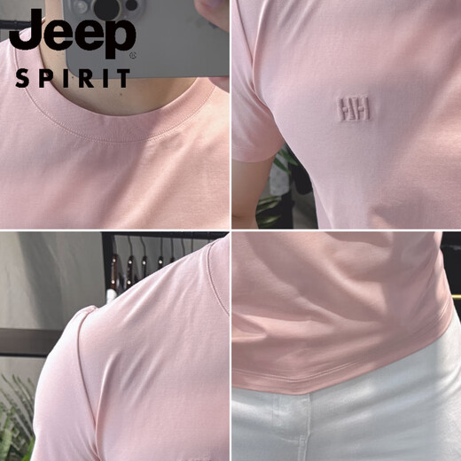 JEEP SPIRIT欧洲站夏季男士短袖t恤2025新款个性简约潮牌时尚刺绣紧修身体恤 黑色 BG6624 2XL (145-155斤)