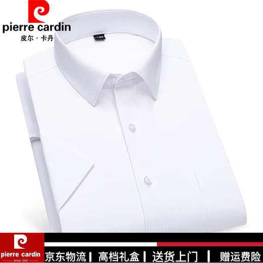皮尔卡丹（PIERRE CARDIN）高端品牌男士衬衫长袖感免烫商务正装春夏季休闲条纹白衬衣 高端DX6626【现货速发】 40