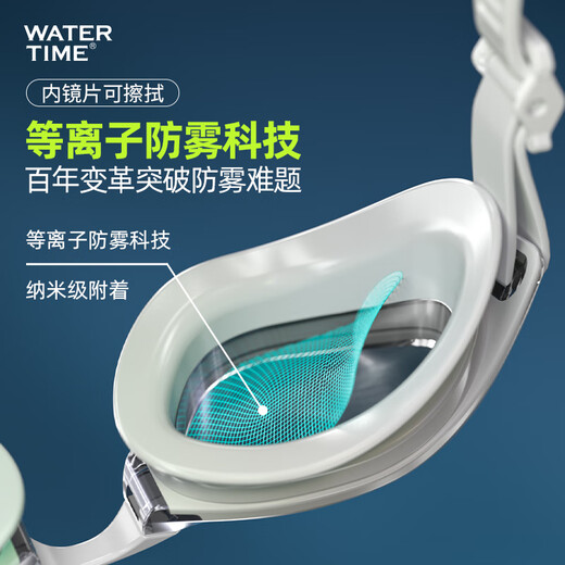 WATERTIME swimming goggles myopia high definition racing waterproof anti-fog coating swimming goggles men's and women's swimming cap set swimming equipment Green Shadow Walker myopia 400 degrees