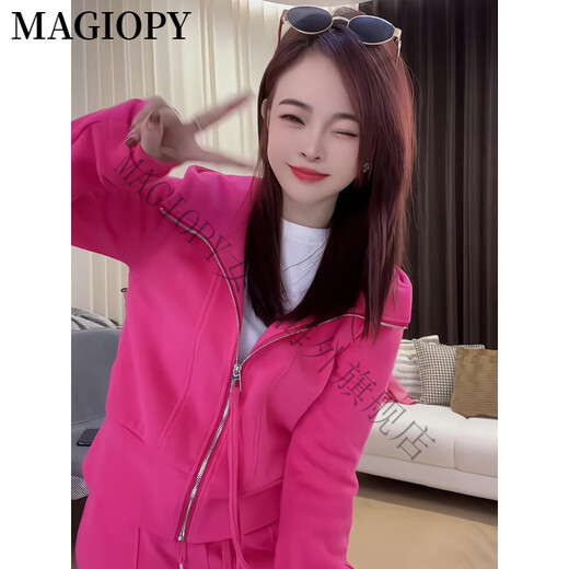 Magiopy International Luxury Luxury haut de gamme Tempérament Tempérament Sports décontracté et réducteur de sports Femme Vêtements de printemps pour femmes Nouveaux ensembles de deux pièces Rose Red Rose Red (100Jin [Jin est égal à 0,5 kg]))