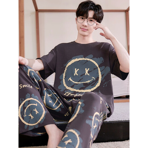 Chat man (miiow) pyjamas hommes d'été coton pur pantalon à manches courtes adolescents d'été grands enfants