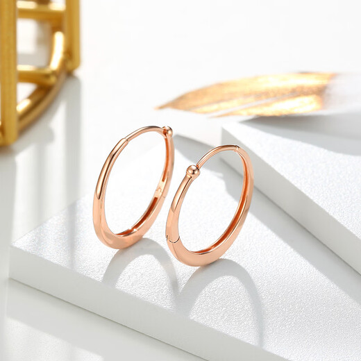 Trendy Acer ring 18K gold stud earrings for women, rose gold color gold earrings, fashionable and simple, birthday gift for girlfriend, single style