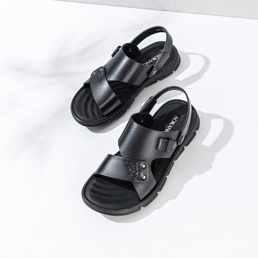 Aocon Sandalias oficiales Hombres de cuero genuino cómodos zapatos de playa de moda