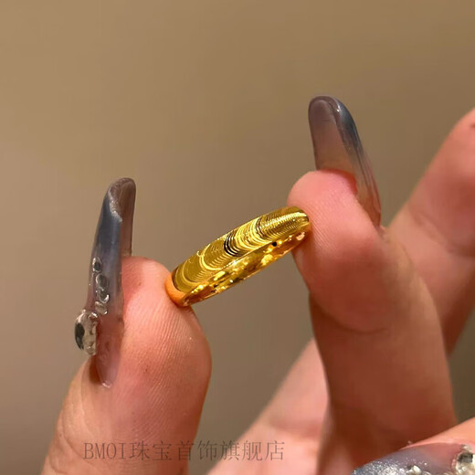 BMOI Old Phoenix 999 Gold Pure Gold 5G Gold Cat's Eye Ring Women's Sparkling Surface 24K Pure Gold Ring Ring Cat's Eye Ring No. 7