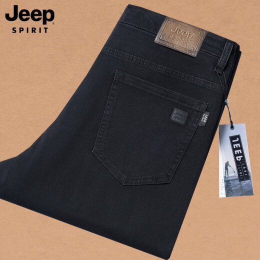 Jeep SpiritJeep Jeans para hombres 2024 Nuevos pantalones de hombres rectos de mediana edad Summer Fino suelto de gran tamaño Pantalones largos J679 Modelo grueso 30 Círculo de cintura 2 pies 3