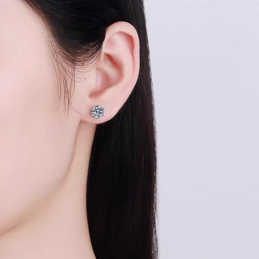Nilan Fat Donglai same style pt950 platinum moissanite earrings 18K gold moissanite PT950 six-claw screw simple time 30 minutes single