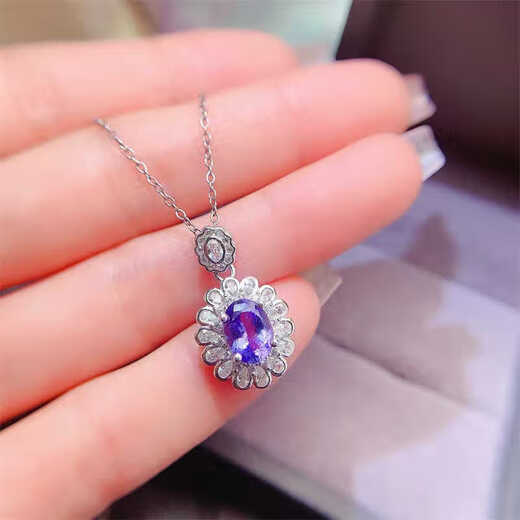 Chili Natural Tanzanite Pendant Women's 925 Silver Inlaid Blue Gemstone Necklace Clavicle Chain Fashion Full Diamond Temperament Gift