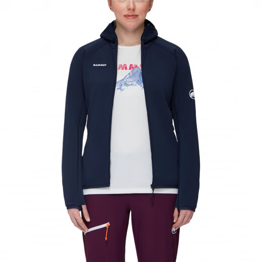 Mammoth (Mammut) Solid Color Logo Print Kapuzenzipper Langarmjacke für Frauen schwarz xs