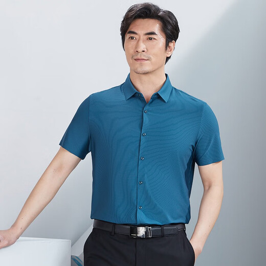 Hongdu Summer Nouvelle manche à manches courtes Men de nylon mince en nylon à rayures Mente de l'âge moyen de l'âge moyen Malte à manches