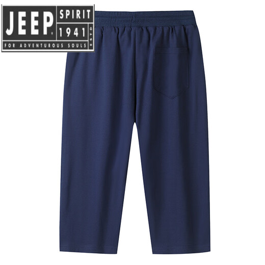JEEP SPIRIT cotton sports cropped pants men's summer loose straight large size stretch breathable comfortable casual shorts 6169 black close M
