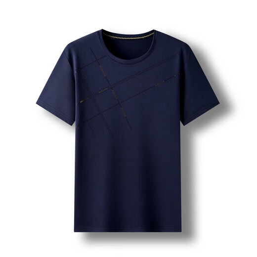 Montagut-Sommerkleidung, mittlere und ältere Sommerrunde Hals kurzärmelige T-Shirt für Männer mittleren Alters, bequeme, atmungsaktiv, kühle und ice Seide Casual Top 691 Navy S 165 (empfohlen 110 Jin [Jin gleich 0,5 kg] oder weniger) oder weniger) oder weniger) oder weniger) oder weniger) oder weniger).