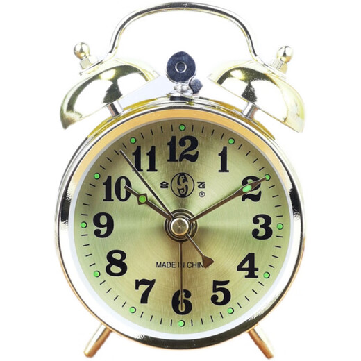 
GUYN Extra-Hit Horseshoe Watch Alarm Clock Machinery Vintage Retro Nostalgic Metal Movement Manual Clock Surge Alarm Clock 3.5-inch Battery Model 1585 Qinggu
