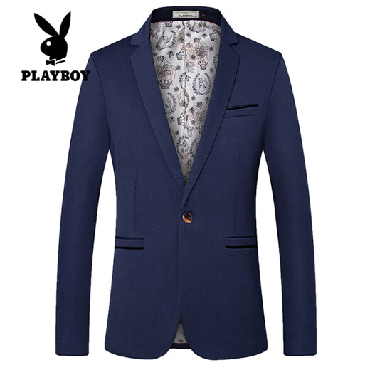Playboy (PLAYBOY) casual suit men's Korean version slim small suit youth trendy spring and autumn thin coat business casual top navy blue 4XL 160-175