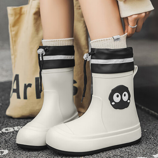 Reiche Ihre Heimat Deutsch-Qualität Kinderregen Regenstiefel für die im Freien schulische wasserdichte und rutschfeste leichte Gummischuhe Großgröße Eltern-Kind-Wasserschuhe Regenstiefel verbesserte weiße Einzelregenstiefel 35/36s Innere Länge 23 cm geeignet für 35-36