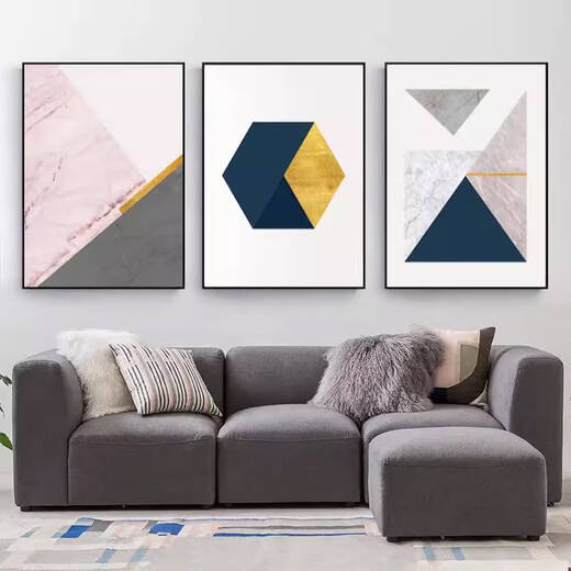 咏幻几何挂画客厅装饰画沙发背景墙壁画抽象三联画 t3887 35*50cm1.5米墙使用三联画9薄